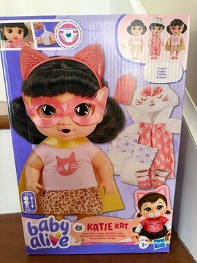 Baby Alive Katie Kat Doll with Pink Heart Pajamas & Cat Accessories